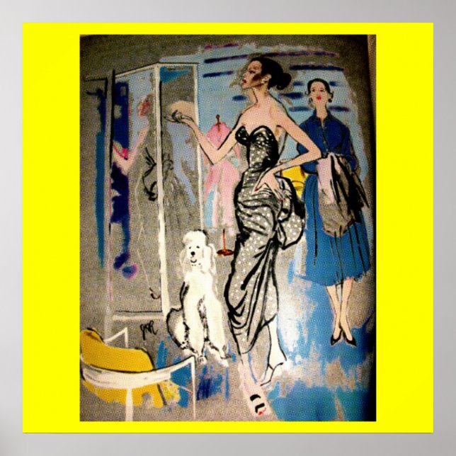 Impressão de Moda Glamor de 1950 (Frente)