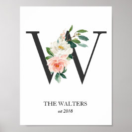 Impressão de Monograma, Letra W, Presente de Casam