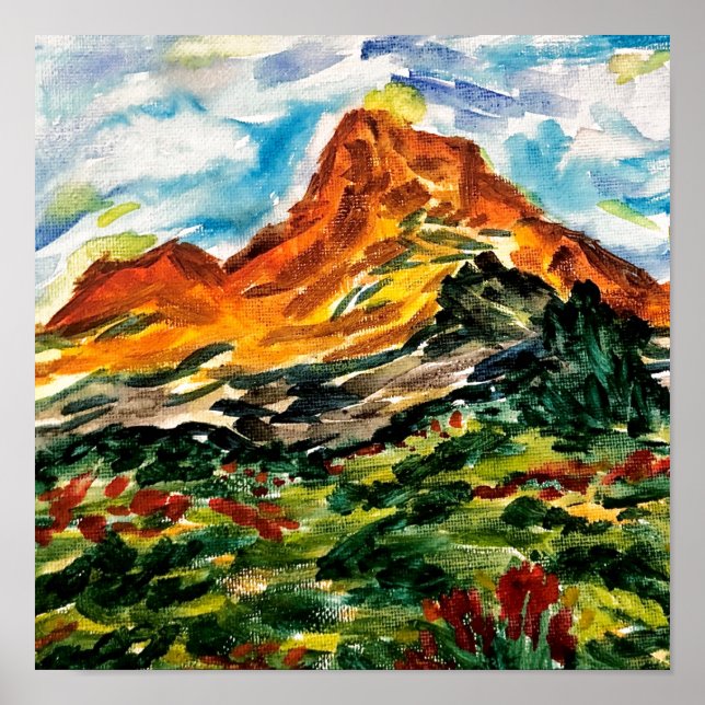 Impressão de montanha em aquarela (Frente)