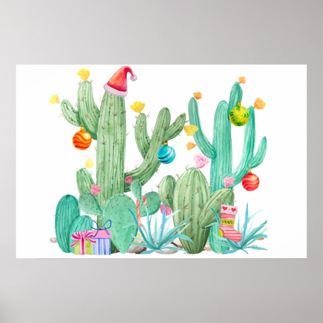 Impressão de Natal Cacto Deserto Sudoeste (Frente)