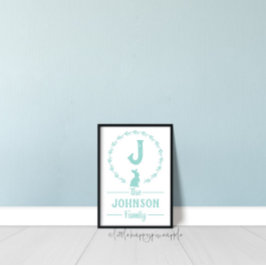 Impressão de Nome da Família do Monograma páscoa