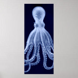 Impressão de Octopus Triptych II Excesso em Azul