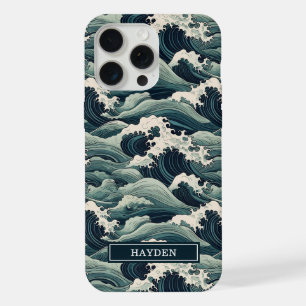 Impressão de Ondas Japonesas Monogramada