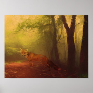 Impressão de outono de raposa, Papel de Poster de