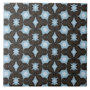 Impressão de padrão castanho e azul