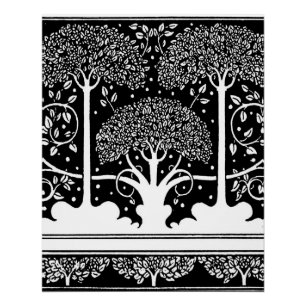 Impressão de padrão de árvore Art Nouveau de Aubre
