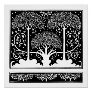 Impressão de padrão de árvore Art Nouveau de Aubre