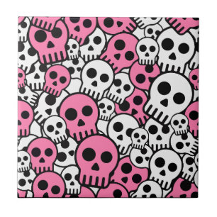 Impressão de padrão de caveira gótica rosa