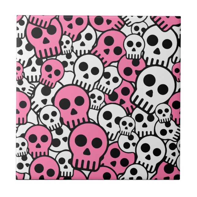 Impressão de padrão de caveira gótica rosa (Frente)
