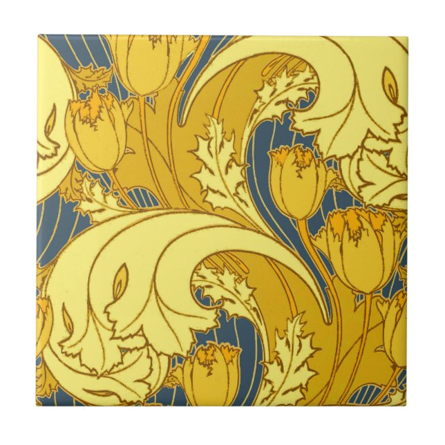 Impressão de padrão de Tulipa: Arte Nova Amarela A (Frente)