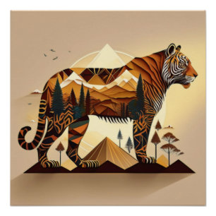 Impressão de Paisagem de Tigre Majestoso