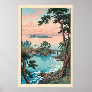 Impressão de Paisagem Marinha, Estilo Hasui Kawase