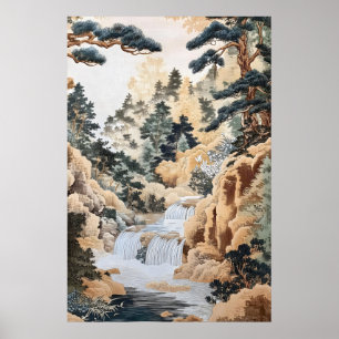Impressão de Paisagem Ukiyo-e Japonesa - Córrego V