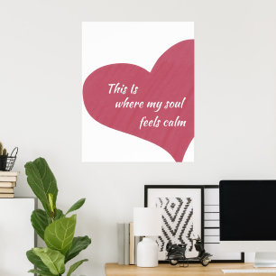 Impressão de Parede Citação Coração Rosa Alma Calm