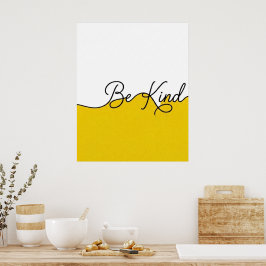 Impressão de Parede em Cursivo Amarelo e Branco Se
