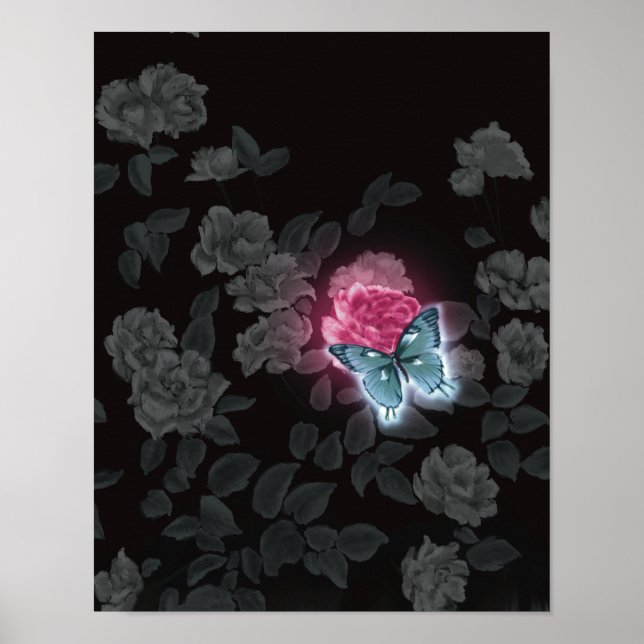 Impressão de Parede Floral Escura (Frente)