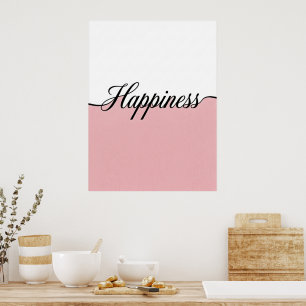 Impressão de Parede Minimalista Felicidade Cursiva