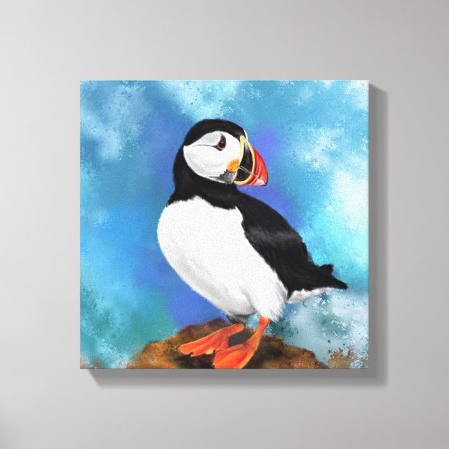 Impressão de Pássaro de Puffin Atlântico - Pintura (Frente)