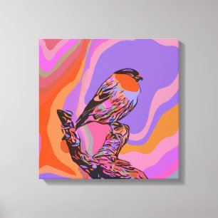 Impressão DE PÁSSARO E PINCO NA CANVAS ESTICADA