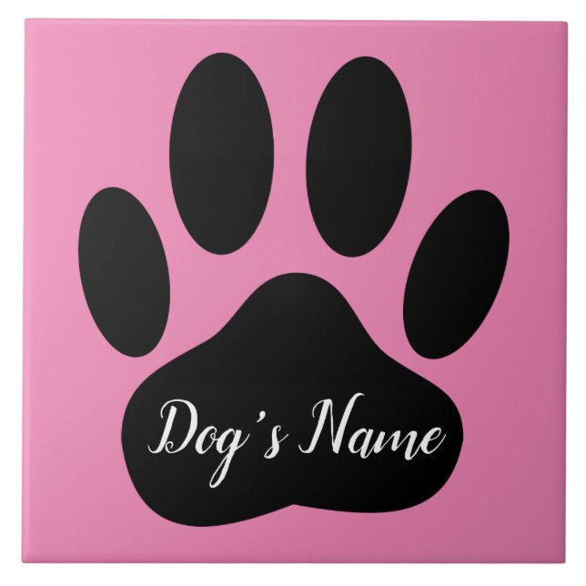 Impressão de Pata de Cão com Nome Personalizado (Frente)