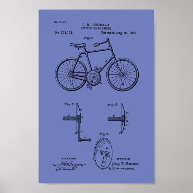 impressão de Patente de Bicicleta de 1893 Personal (Frente)
