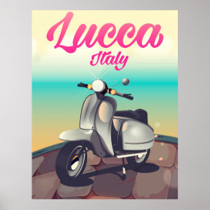 impressão de Patinete de poster de viagens Lucca