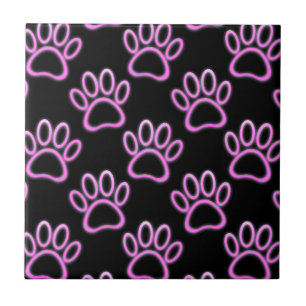 Impressão de Paw Neon Dog Rosa