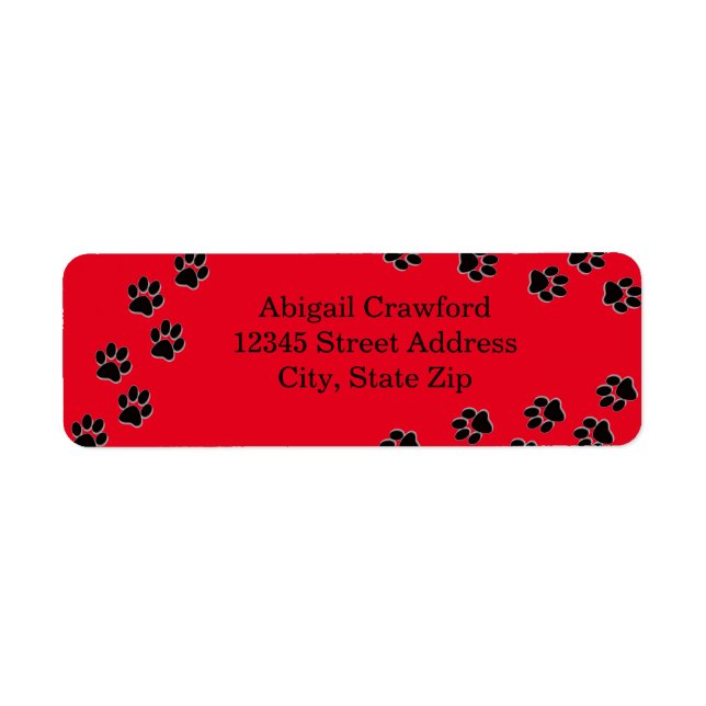 Impressão de Paw Vermelho - Etiqueta de Endereço d (Frente)