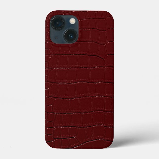 Impressão de Pele de Crocodilo Vermelho Vernizada (Verso)