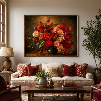 Impressão de Pintura a Óleo de Buquê Floral Vibran