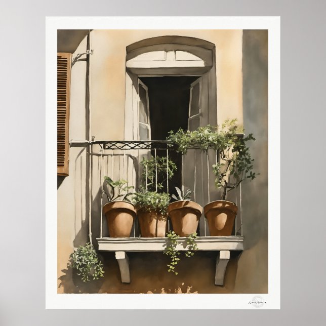 Impressão de pintura a óleo de varanda ensolarada  (Frente)