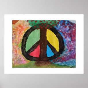 Impressão de pintura abstrata da Árvore da Paz