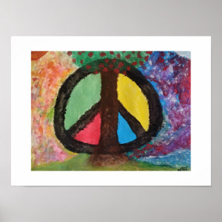 Impressão de pintura abstrata da Árvore da Paz