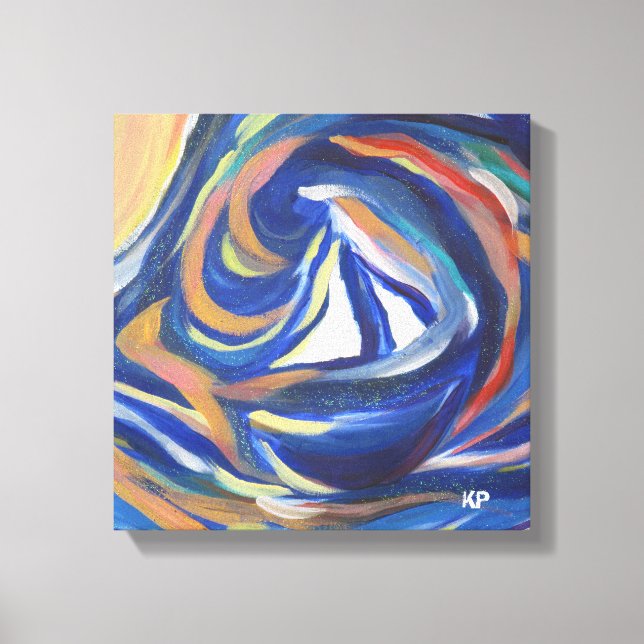 Impressão de pintura acrílica multicolorida do mar (Frente)