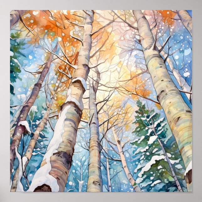 Impressão de pintura de aquarela florestal (Frente)