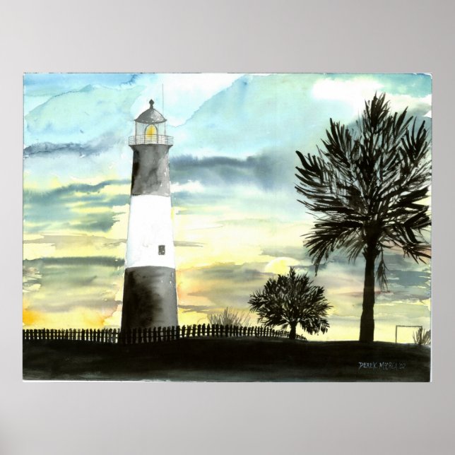 Impressão de pintura de canvas do farol de Tybee I (Frente)