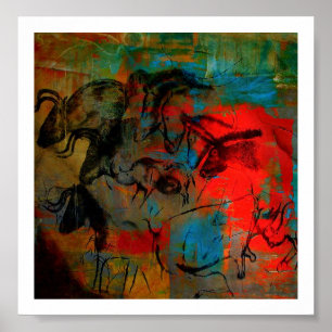 Impressão de pintura de cavalos e bovinos