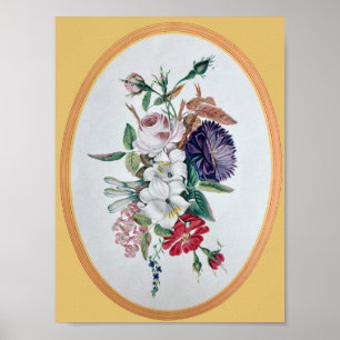Impressão de pintura de flores vintage