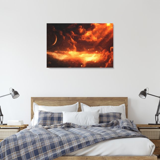 Impressão de pintura de óleo de espaço laranja maj (Insitu(Quarto))