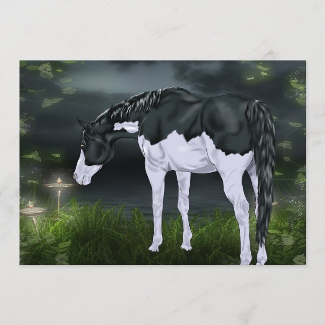 Impressão de pintura de pintura a cavalo preto e b (Frente)