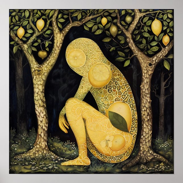 Impressão de pintura decorativa de limão (Frente)