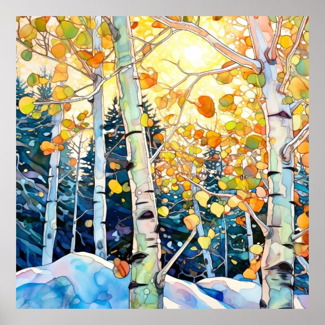 Impressão de pintura por aquarela de floresta sola (Frente)