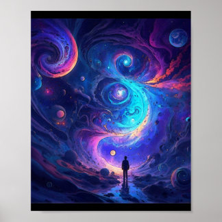 Impressão de Pintura Surreal de Espaço em Reverso