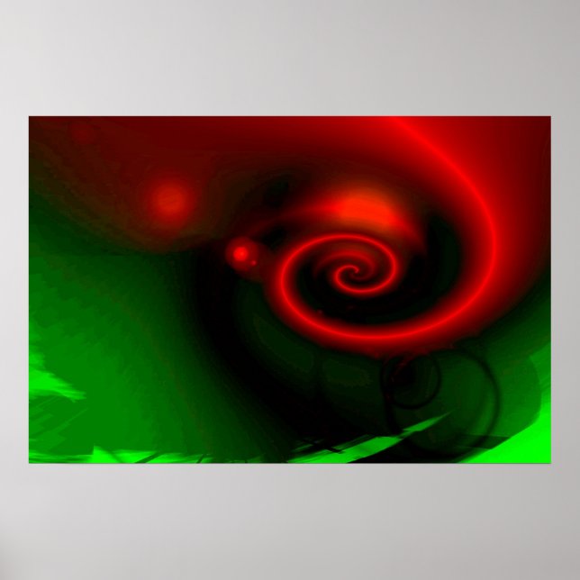 Impressão de pintura verde-Abstrato vermelho - Pos (Frente)