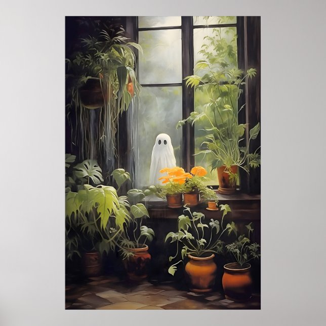 Impressão de Planta Fantasma na Janela, Dark Acade (Frente)