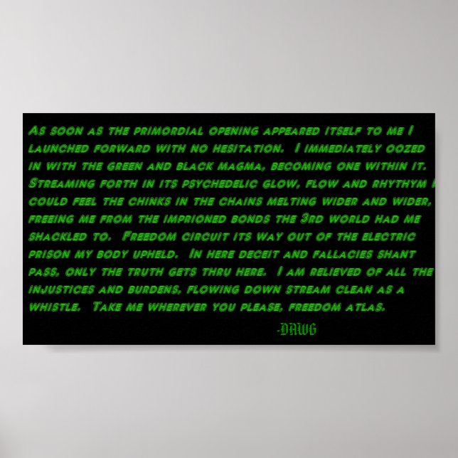 Impressão de poema de Fluxo Psicodélico (Frente)