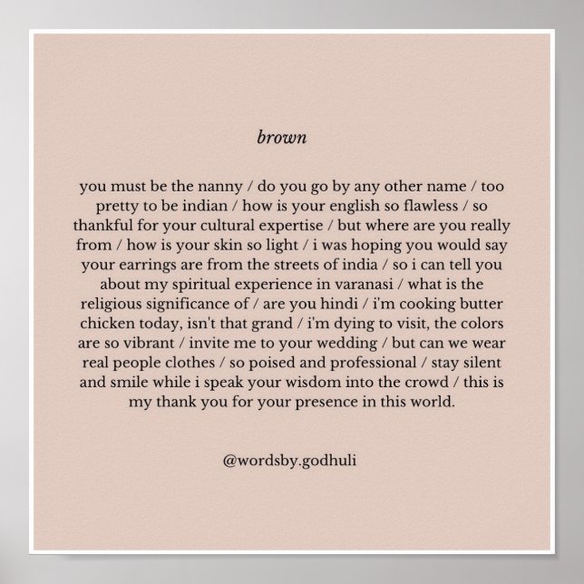 impressão de Poesia "Brown" (Frente)