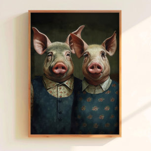Impressão de Porco Gótico em Parede Pôster de Porc