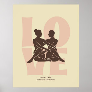 Impressão de Pose de Yoga para Casais   Arte de Pa