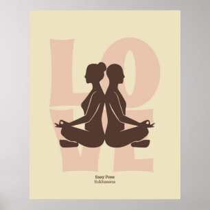 Impressão de Pose de Yoga para Casais   Arte de Pa